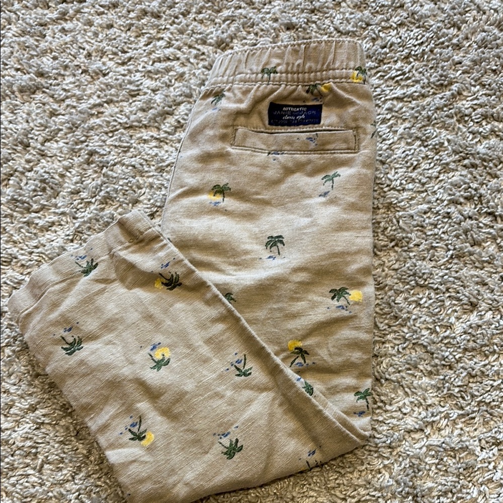 Janie and Jack Beige Pants with Floral Accents